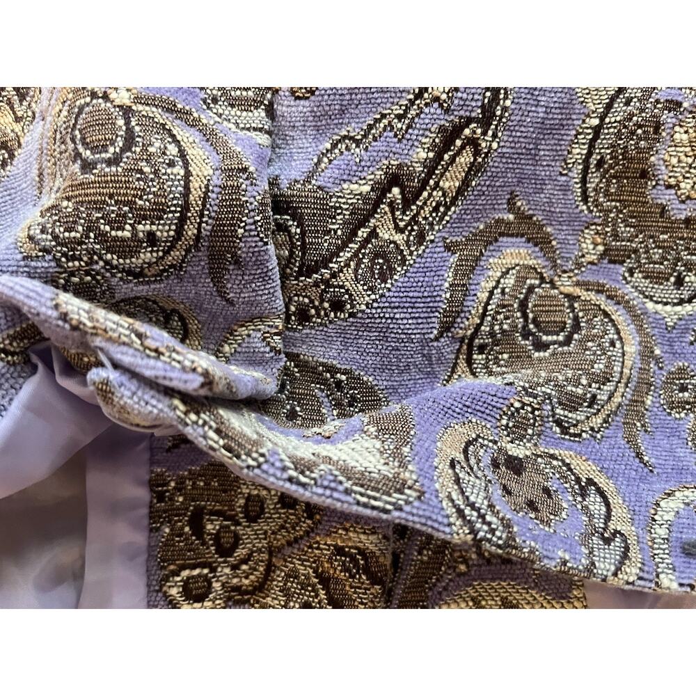 VTG Tapestry Jacket Pastel Lavender Purple Paisley Jacquard Bronze Button M L - Picture 6 of 10